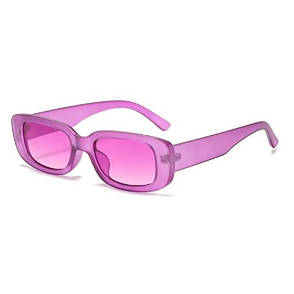 BUTABY Rectangle Sunglasses for Women Retro Driving Glasses 90’s Vintage Fashion Narrow Square Frame UV400 Protection Purple