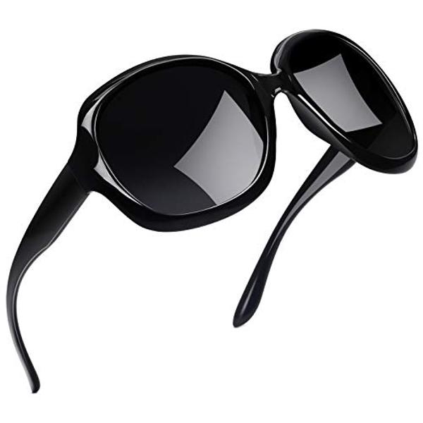Joopin Oversized Sunglasses Womens Trendy, Polarized Big Black Sun Glasses for Woman UV Protection, Retro Ladies Large Square Shades Sunnies
