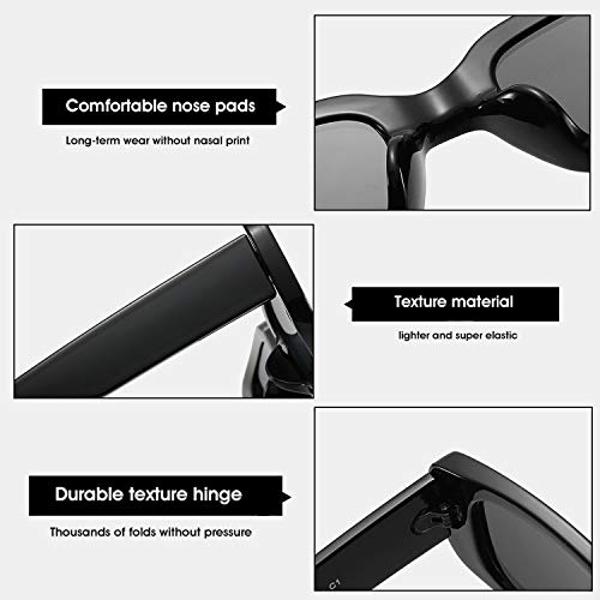 BUTABY Rectangle Sunglasses for Women Retro Driving Glasses 90’s Vintage Fashion Narrow Square Frame UV400 Protection Purple