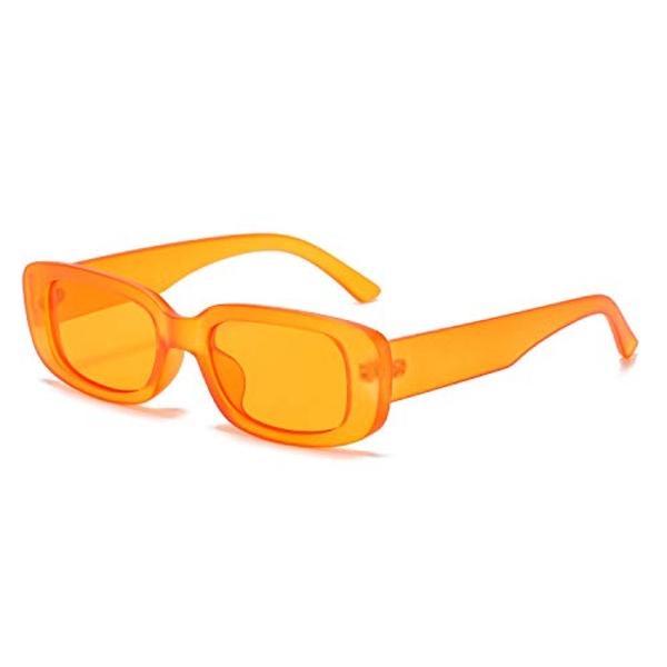 BUTABY Rectangle Sunglasses for Women Retro Driving Glasses 90’s Vintage Fashion Narrow Square Frame UV400 Protection Orange