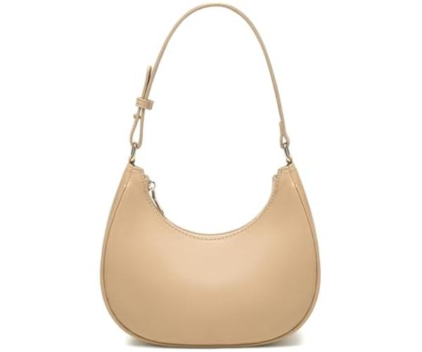 WSRYDJDL Crescent Shoulder Bags for Women Cute Hobo Tote Handbag Under the Arm Purses Mini Clutch Purse with Zipper Closure (Khaki)