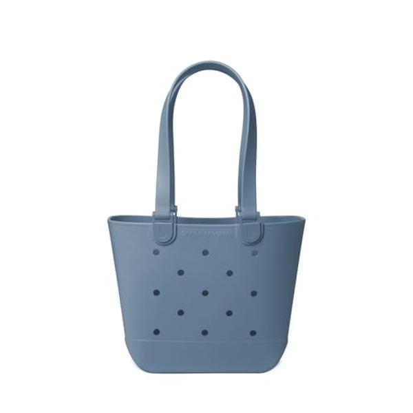 Simple Modern Medium Beach Bag | Waterproof Getaway Rubber Tote with Zipper Pocket for Travel, Pool, Boat, Groceries, Sports | Blue Dune