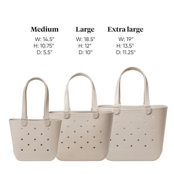 Simple Modern Medium Beach Bag | Waterproof Getaway Rubber Tote with Zipper Pocket for Travel, Pool, Boat, Groceries, Sports | Blue Dune