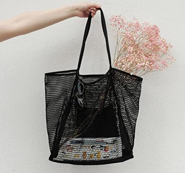HOXIS Mesh Beach Tote Womens Shoulder Handbag Large
