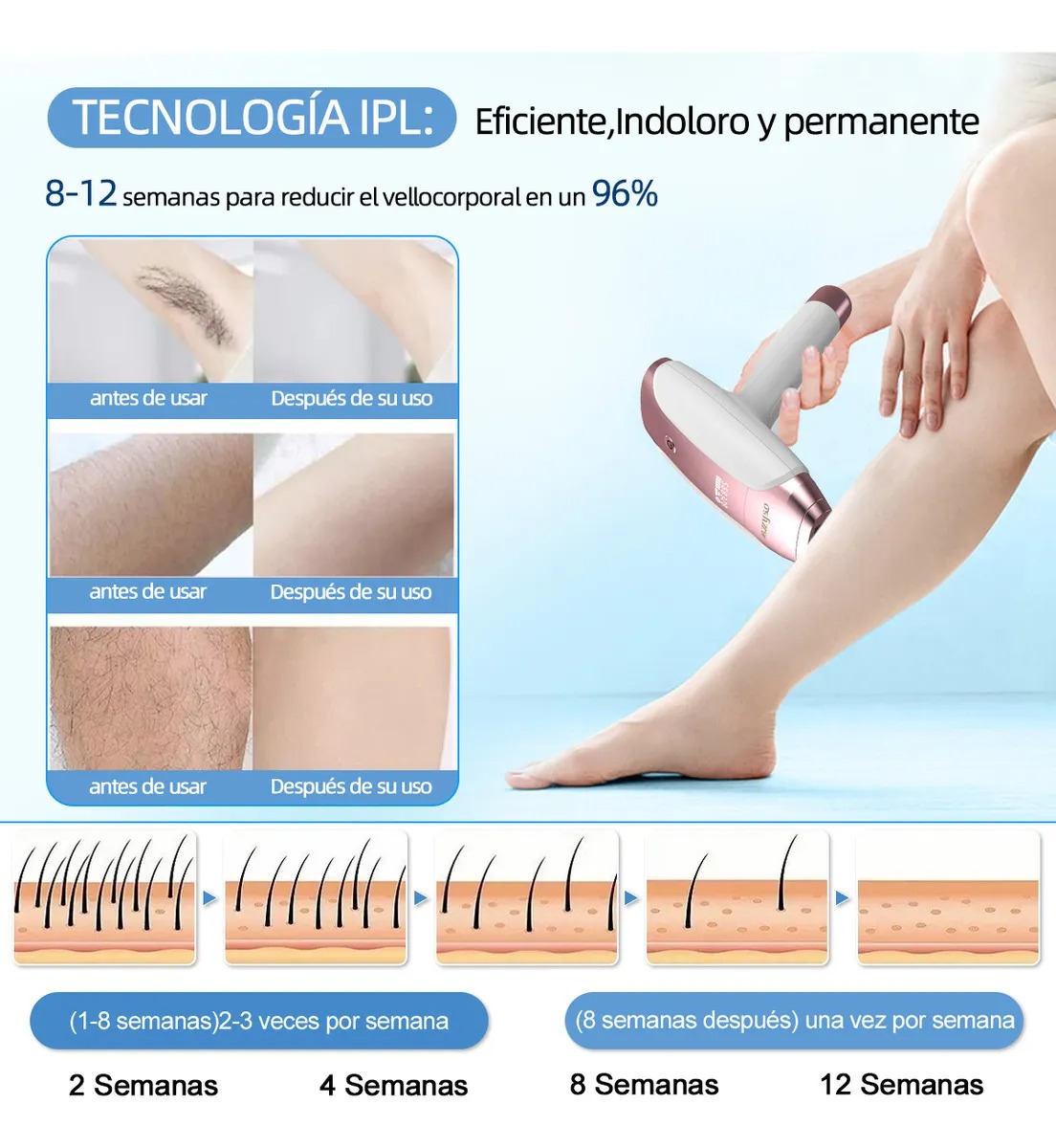 Depiladora Láser Depiladora Ipl Depilador Laser Permanente De Luz Pulsada Ipl