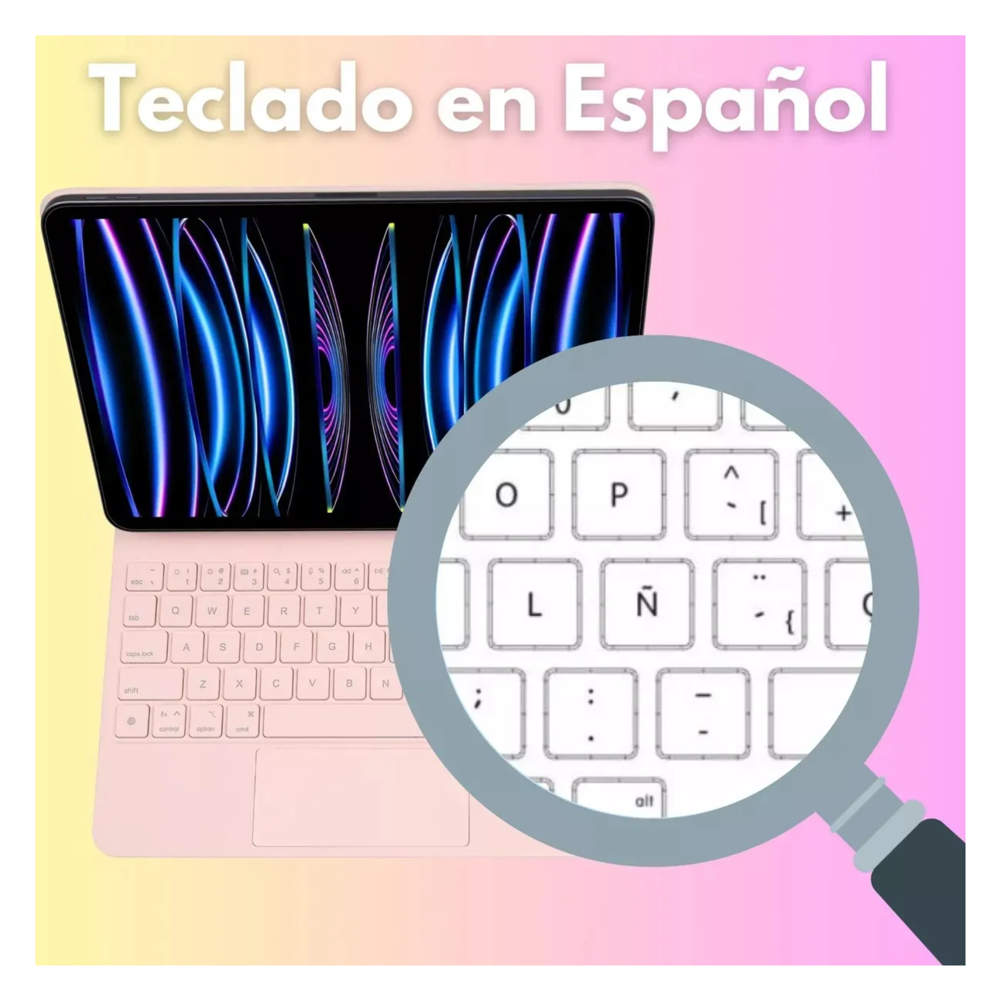 Magic Keyboard Funda Teclado Para iPad Mini 6/7 + Pencil Color Rosa