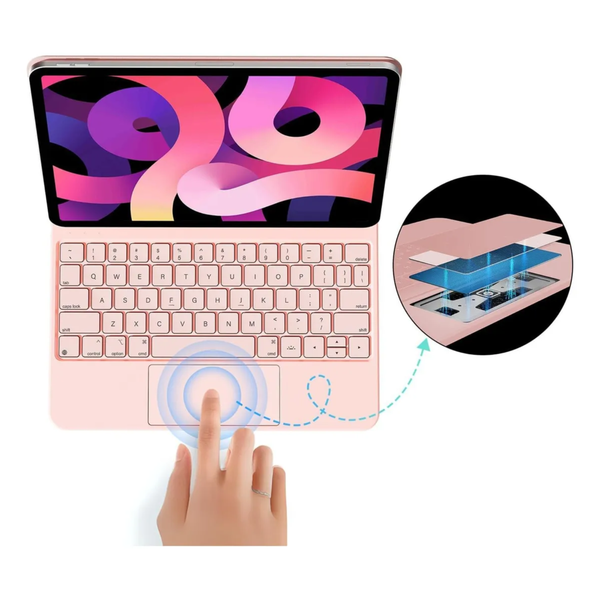 Magic Keyboard Funda Teclado Para iPad Mini 6/7 + Pencil Color Rosa