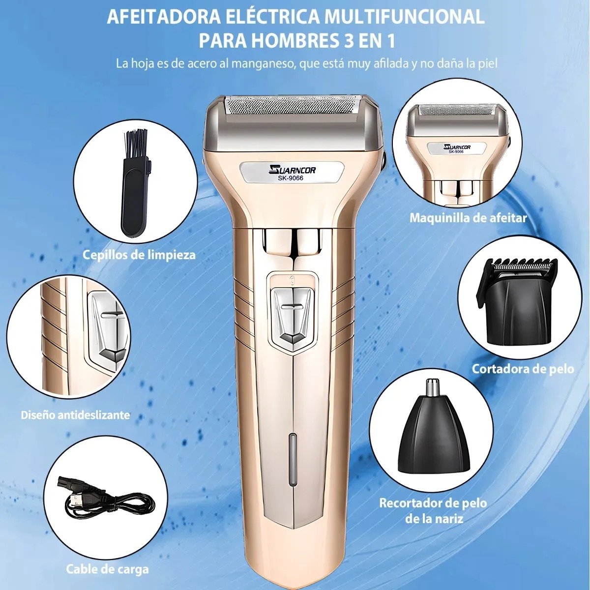 Electrica Rasuradora De Barba Nariz Cabello 3 En 1