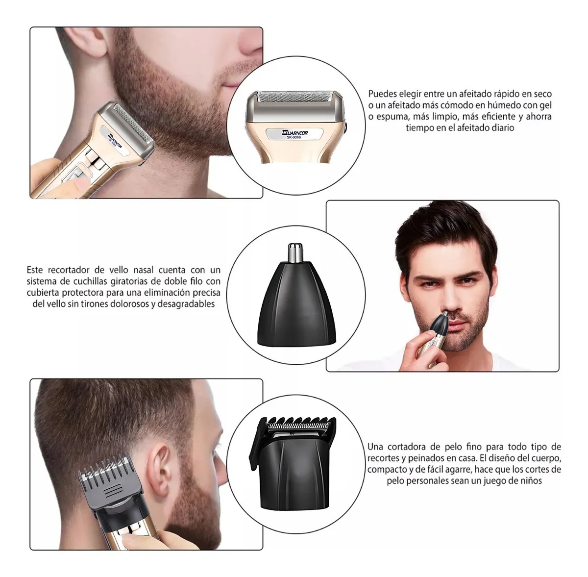 Electrica Rasuradora De Barba Nariz Cabello 3 En 1