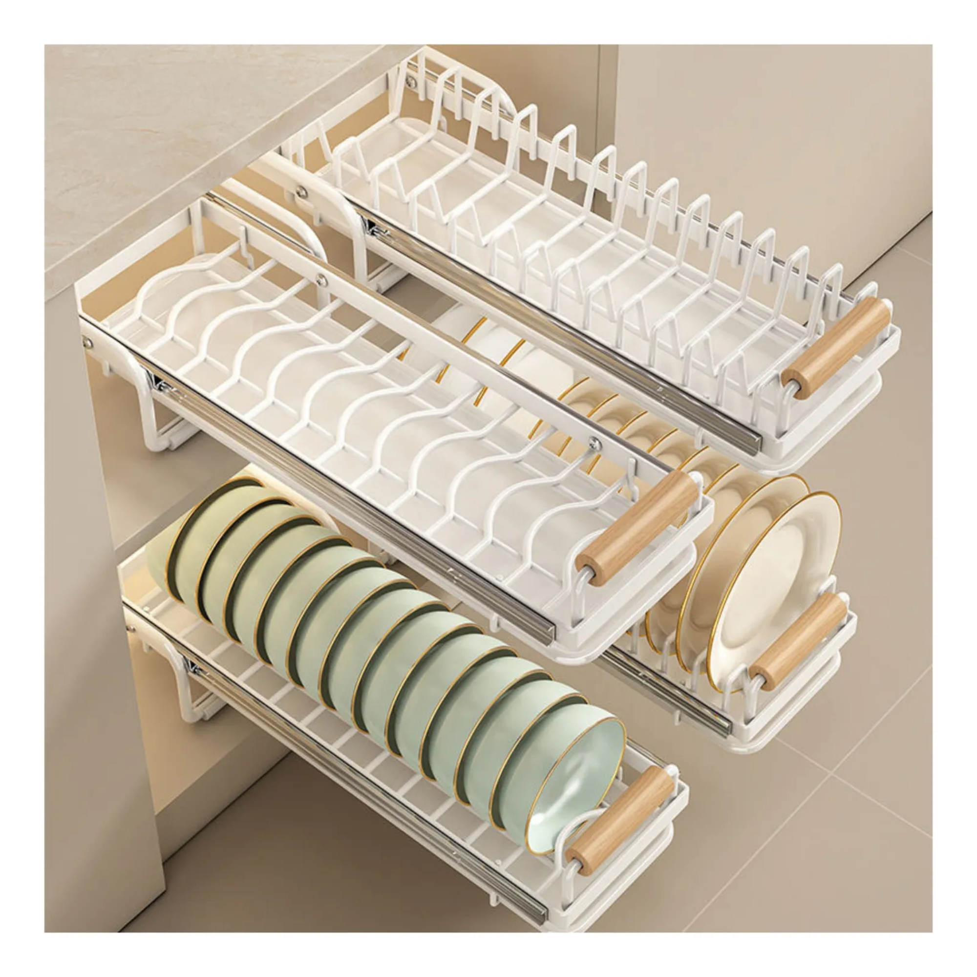 Estante Organizador Rack Deslizable Escurridor Para Cocina Color Blanco