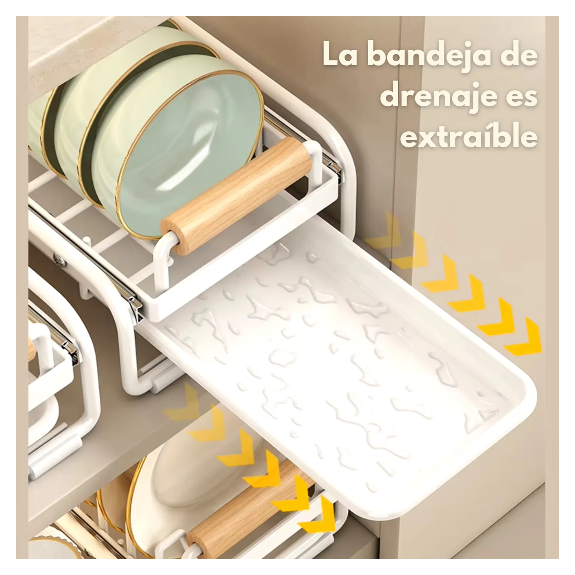 Estante Organizador Rack Deslizable Escurridor Para Cocina Color Blanco