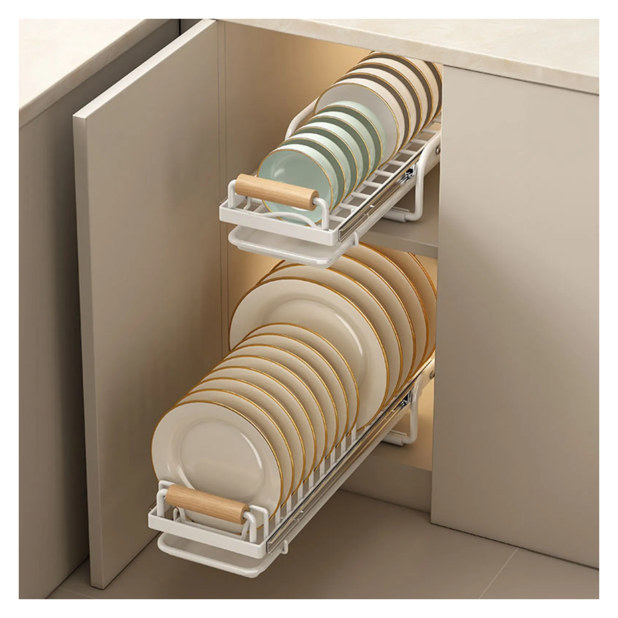 Estante Organizador Rack Deslizable Escurridor Para Cocina Color Blanco