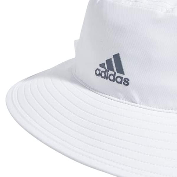 adidas Men's Victory Bucket Hat Outdoors and Sideline Wide Brim Style for Sun Protection, White/Onix Grey/4.0, Large-X-Large