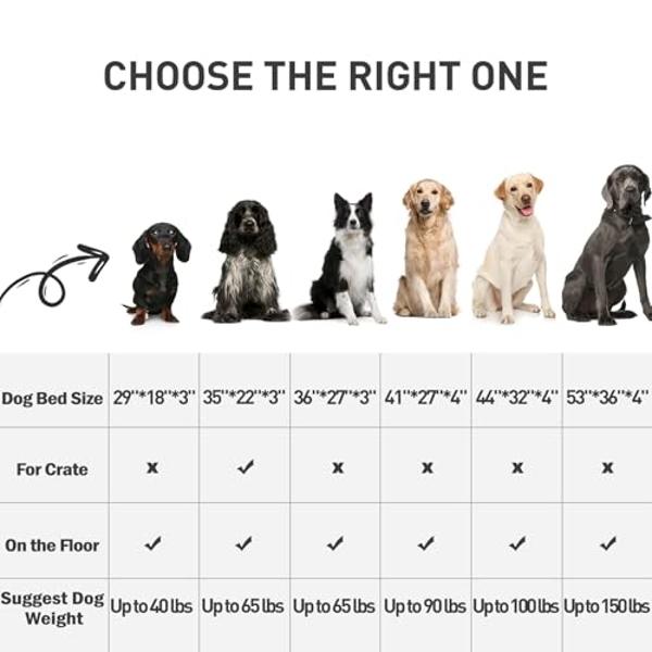 MIHIKK Waterproof Dog Bed Medium Size Dog Orthopedic Dog Beds for Crate with Removable Washable Cover Egg-Crate Foam Pet Pad Mat with Anti-Slip Bottom, 35x22 Inch, Grey