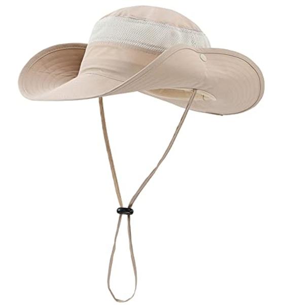 Connectyle Outdoor Mesh Sun Hat Wide Brim Sun Protection Hat Summer Fishing Hunting Hiking Gardenig Hat Light Khaki