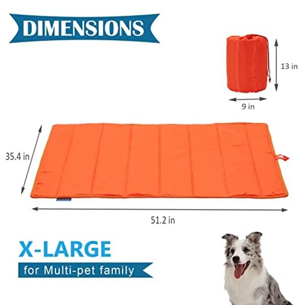 BDEUS 51x35In Extra Large Size Outdoor Dog Bed, Waterproof & Portable Camping Travel Pet Mat, Easy to Clean, Washable Odor Resistant Pet Cooling Pad (Orange)