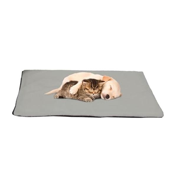 PETMAKER Self Warming Cat Mat - 36x24in Thermal Dog Crate Pad with Removable Washable Sherpa Cover and Reflective Insulation Layer for Self Heating - Pet Supplies for Medium Dogs a