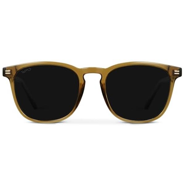 WMP Eyewear - Men's Polarized Modern Rounded Square Sunglasses (Crystal Verde/Triple Black Lens)