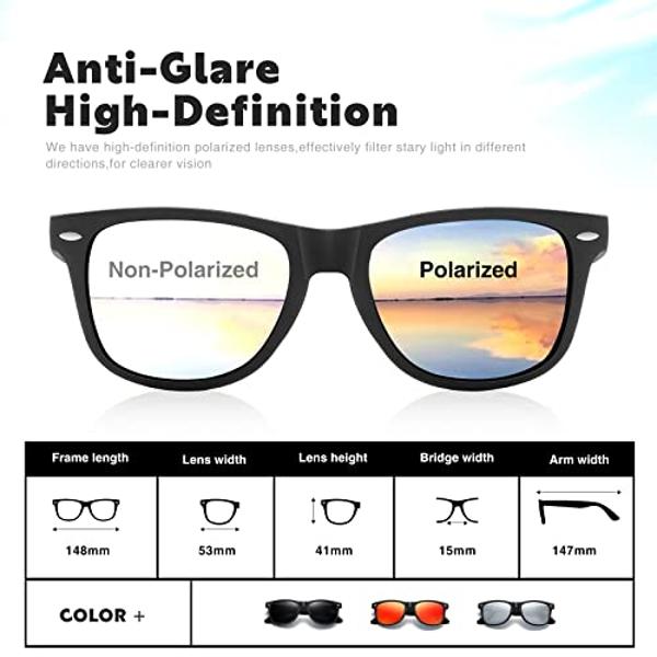 DEMIKOS Sunglasses Men Polarized Sunglasses for Womens Trendy Retro Mirror Lens for Driving Fishing UV400 Protection