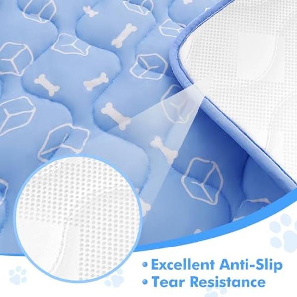 Rywell Dog Cooling Mat 2.0,44 * 32 Thicken Cooling Mat for Extra Large Dog, Internal Waterproof& Endothermic Color Changing Arc-Chill Cool Fiber(QMAX>0.5) for Pet in Summer, Washab