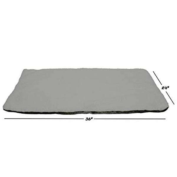 PETMAKER Self Warming Cat Mat - 36x24in Thermal Dog Crate Pad with Removable Washable Sherpa Cover and Reflective Insulation Layer for Self Heating - Pet Supplies for Medium Dogs a