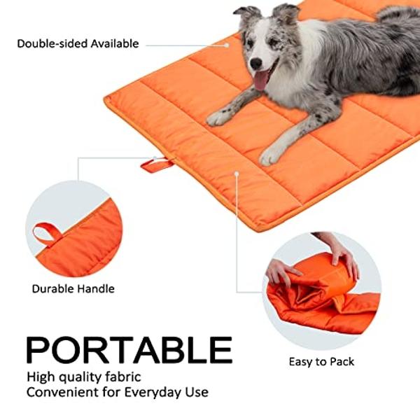 BDEUS 51x35In Extra Large Size Outdoor Dog Bed, Waterproof & Portable Camping Travel Pet Mat, Easy to Clean, Washable Odor Resistant Pet Cooling Pad (Orange)
