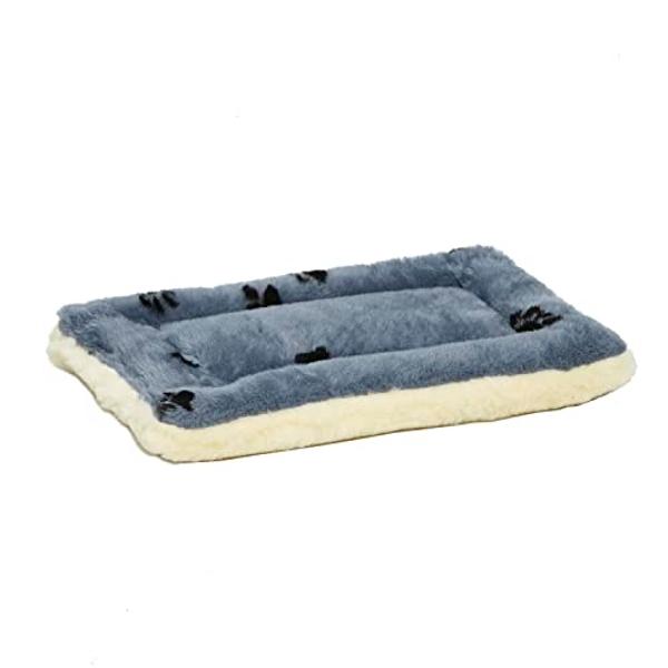 MidWest Homes for Pets Reversible Paw Print Pet Bed in Blue/White, Dog Bed Measures 17L x 11W x 1.5H for 'Tiny' Dog Breed, Machine Wash