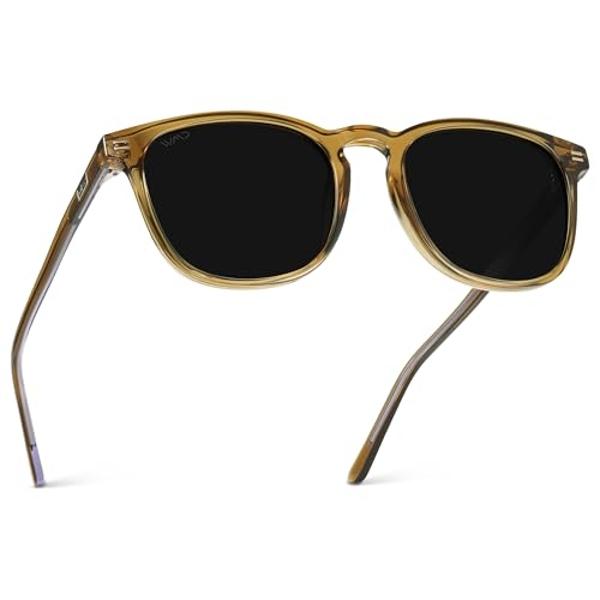 WMP Eyewear - Men's Polarized Modern Rounded Square Sunglasses (Crystal Verde/Triple Black Lens)