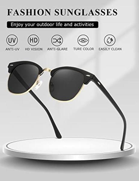 WMP Eyewear - Men's Polarized Modern Rounded Square Sunglasses (Crystal Verde/Triple Black Lens)