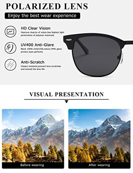 DEMIKOS Sunglasses Men Polarized Sunglasses for Womens Trendy Retro Mirror Lens for Driving Fishing UV400 Protection
