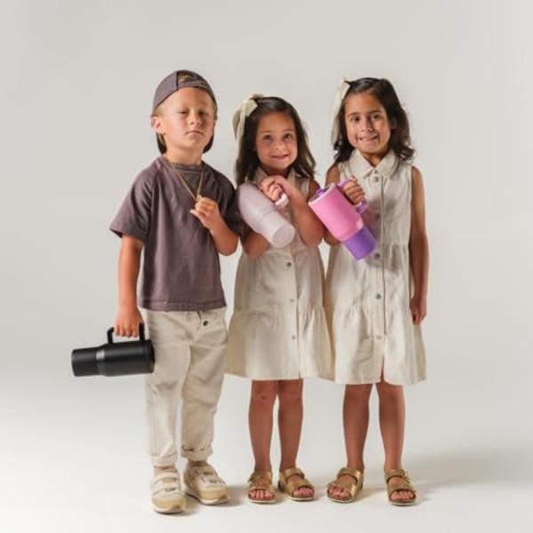 HydroJug Kids - 20 oz Insulated Kids Water Bottle with Flip Straw & Handle | Leak-Proof & Durable | Perfect for School, Sports, Lunch, Travel & Camp, Butter