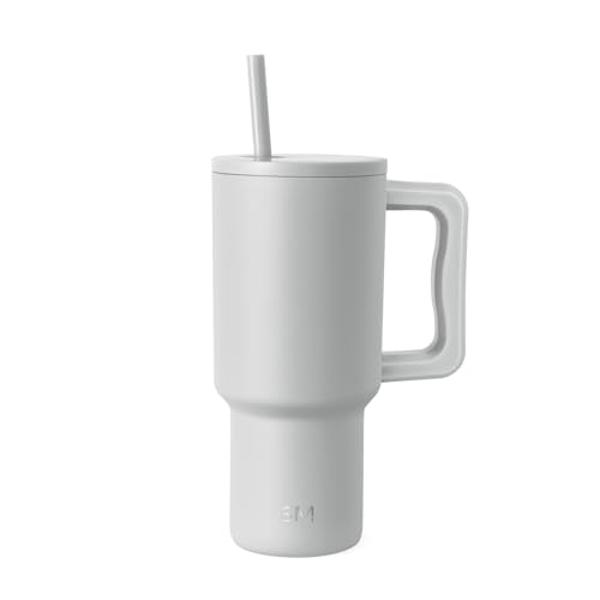 Simple Modern 30 oz Trek Tumbler with Handle and Straw Lid | Cup Holder Friendly Insulated Stainless Steel Travel Mug | Ice Gray