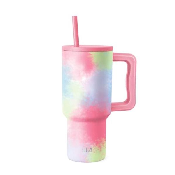 Simple Modern 30 oz Trek Tumbler with Handle and Straw Lid | Cup Holder Friendly Insulated Stainless Steel Travel Mug | Ice Gray
