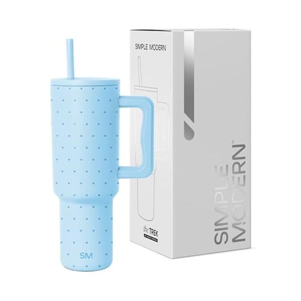 Simple Modern 40 oz Trek Tumbler with Handle and Straw Lid | Cup Holder Friendly Insulated Stainless Steel Travel Mug | Aqua Dots