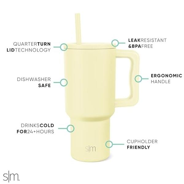 HydroJug Traveler - 40 oz Water Bottle with Handle & Flip Straw - Fits in Cup Holder, Leak Resistant Tumbler-Reusable Insulated Stainless Steel & Rubber Base - Gifts for Women & Me