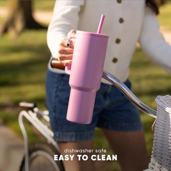 Simple Modern 30 oz Trek Tumbler with Handle and Straw Lid | Cup Holder Friendly Insulated Stainless Steel Travel Mug | Lavender Mist