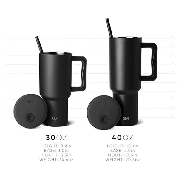 Simple Modern 30 oz Trek Tumbler with Handle and Straw Lid | Cup Holder Friendly Insulated Stainless Steel Travel Mug | Ice Gray