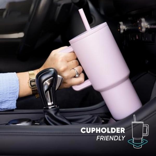 Simple Modern 30 oz Trek Tumbler with Handle and Straw Lid | Cup Holder Friendly Insulated Stainless Steel Travel Mug | Lavender Mist