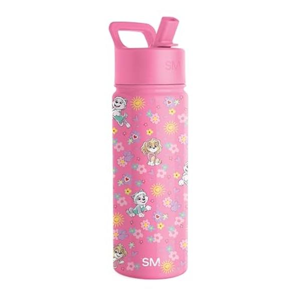 Simple Modern Paw Patrol Kids Summit Water Bottle with Straw Lid | 18oz Stainless Steel Cup Insulated Tumbler for Toddlers, School | Sunny Florals