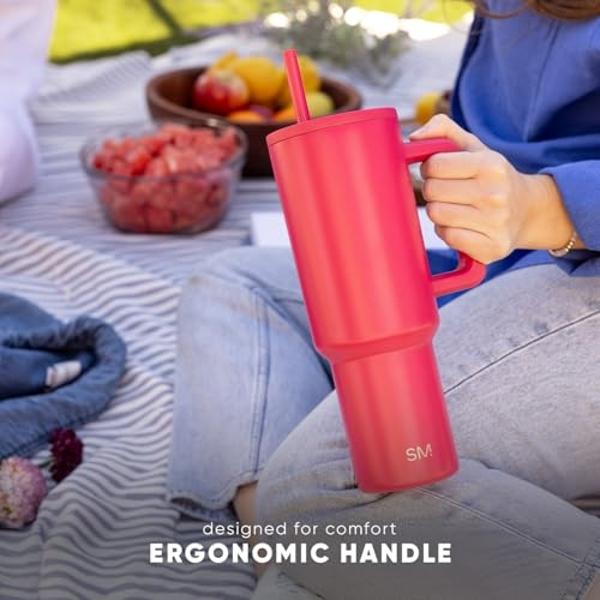 Simple Modern 30 oz Trek Tumbler with Handle and Straw Lid | Cup Holder Friendly Insulated Stainless Steel Travel Mug | Lavender Mist