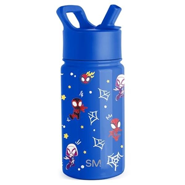 Simple Modern Kids Summit Water Bottle with Straw Lid | Marvel Spider-man 14oz Stainless Steel Cup Insulated Tumbler for Boys, School | Spidey & Friends