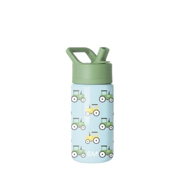 Simple Modern Kids Summit Water Bottle with Straw Lid | 14oz Stainless Steel Cup Insulated Tumbler for Toddlers, School | Tractor Fun