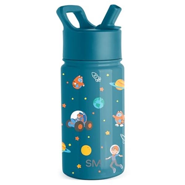 Simple Modern Kids Summit Water Bottle with Straw Lid | Blippi 14oz Stainless Steel Cup Insulated Tumbler for Toddlers, School | Blippi Space