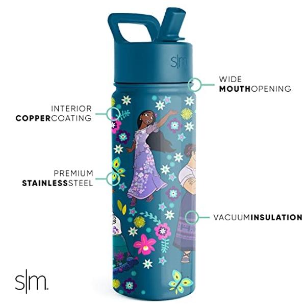 Simple Modern Kids Summit Water Bottle with Straw Lid | Disney Encanto 18oz Stainless Steel Cup Insulated Tumbler for Girls, School | Encanto
