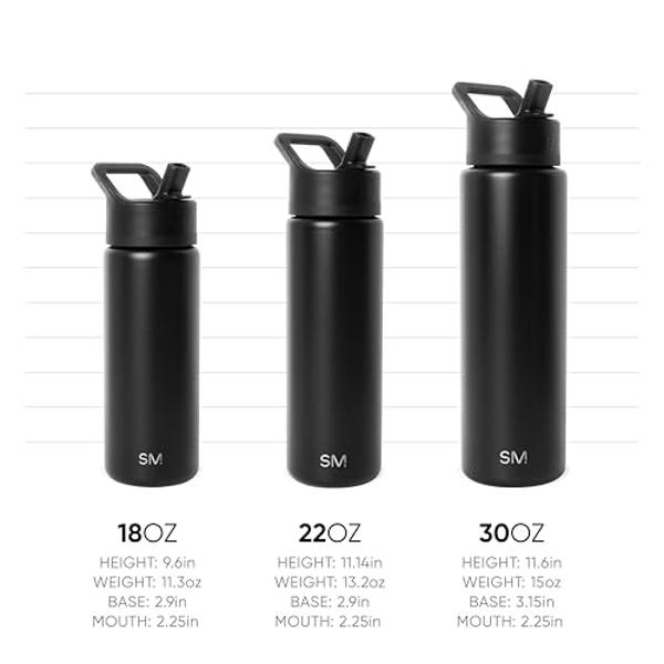 Simple Modern Leopard Water Bottle with Straw Lid Vacuum Insulated Stainless Steel Metal Thermos Bottles | Reusable Leak Proof BPA-Free Flask for Sports | Summit Collection | 22oz,