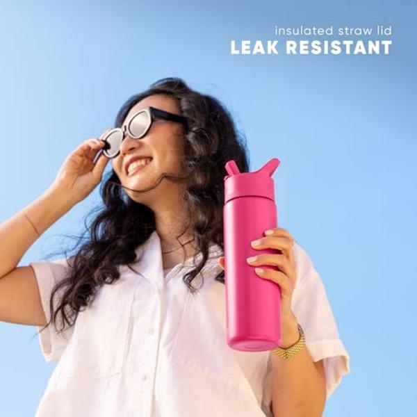 Simple Modern Leopard Water Bottle with Straw Lid Vacuum Insulated Stainless Steel Metal Thermos Bottles | Reusable Leak Proof BPA-Free Flask for Sports | Summit Collection | 22oz,