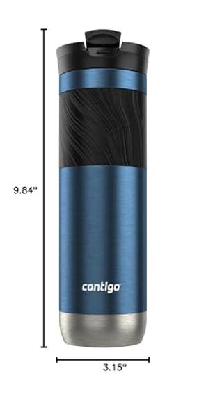 Owala SmoothSip Slider Insulated Stainless Steel Coffee Tumbler, Reusable Iced Coffee Cup, Hot Coffee Travel Mug, BPA Free 20 oz, Grey/Brown (Cozy Cocoa)