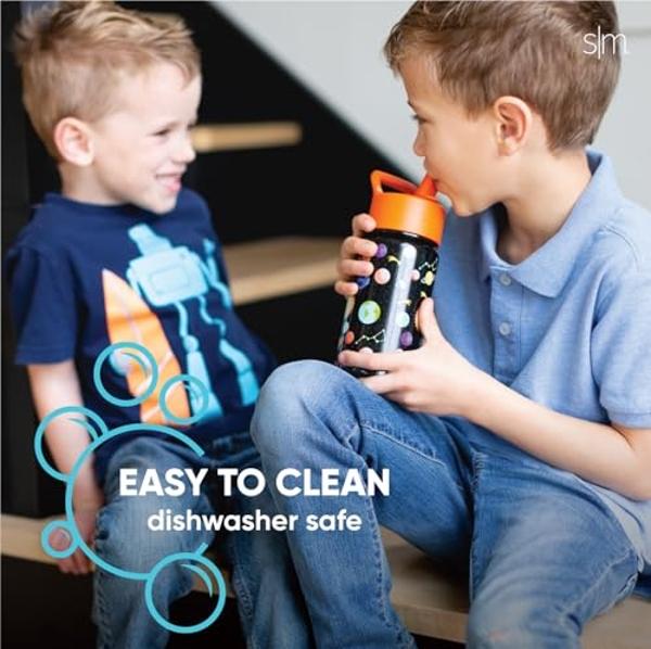 Simple Modern Kids Summit Water Bottle with Straw Lid | Blippi 14oz Stainless Steel Cup Insulated Tumbler for Toddlers, School | Blippi Space