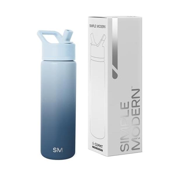 Simple Modern Water Bottle with Straw Lid Vacuum Insulated Stainless Steel Metal Thermos Bottles | Reusable Leak Proof BPA-Free Flask for School | Summit Collection | 18oz, Blush