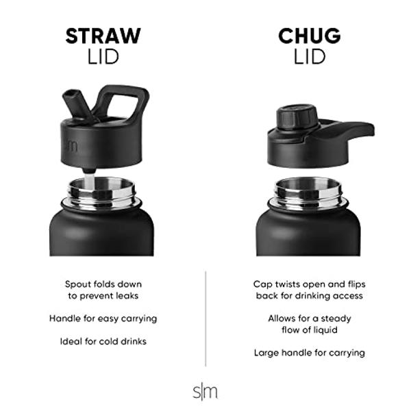 Simple Modern Water Bottle with Straw and Chug Lid Vacuum Insulated Stainless Steel Metal Thermos Bottles | Reusable Leak Proof BPA-Free Flask for Sports Gym | Summit Collection | 